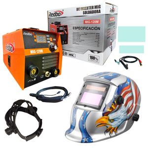 Soldadora MIG Sin gas FLUX 120Amp + Careta Fotosensible Redbo MIG-120M-WH9343-2P