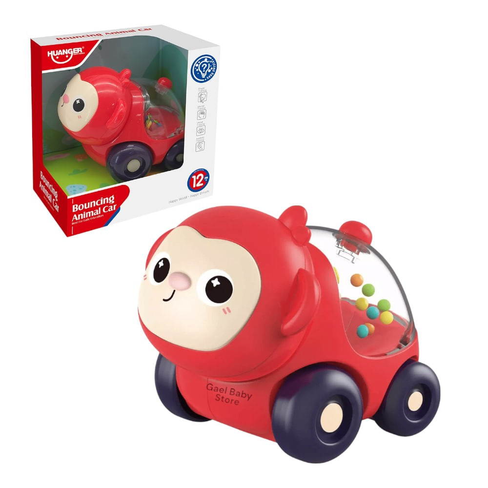 Juguete Auto de Arrastre Rebotador Diseño Monito Real Plaza