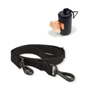 Correa y Dispensador De Poop Bags Para Perro Negro - Talla S