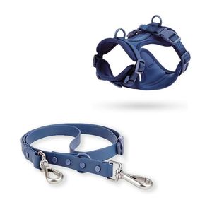 Correa y Pechera Ajustable Para Perros Azul Oscuro - Talla M