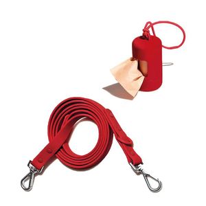 Correa y Dispensador De Poop Bags Para Perros Rojo - Talla M