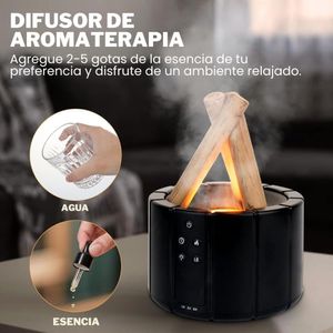 Humidificador con Efecto Fuego y Control Modelo Bonfire Negro  63BN09
