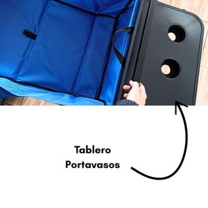 Coche Plegable con Portavasos para Compras Playa Camping  Azul