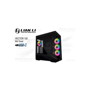 Caja Mid Tower Lian Li Vector 100 con 4 Ventiladores ARGB en Negro - E