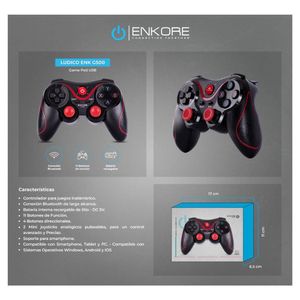 Mando Gamer Bluetooth Ludico ENK G500 Gamepad - Recargable - Enkore