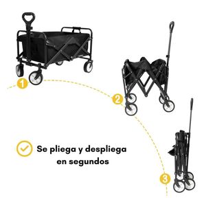 Carrito de Compras Playa Camping Plegable Negro