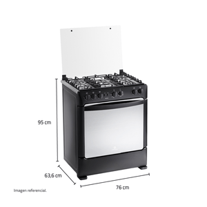 Cocina de Pie a Gas Indurama Borgoña Zafiro 5 Hornillas Negra