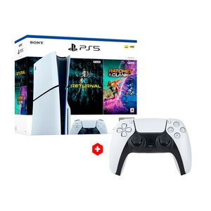 Consola PlayStation 5 Slim con ranura de disco, incluye 2 juegos físicos Returnal + Ratchet and Clank + Mando Dualsense, inalámbrico, blanco