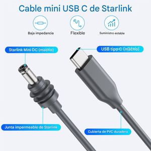 Cable Teraware adaptador Starlink con salida USB Tipo-C, compatible con Starlink mini, 15 metros, plomo