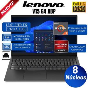 Laptop Lenovo V15 G4 ABP 15.6"  FHD TN, AMD Ryzen 7-7730U, Ram 16GB, Ssd 512GB, Free Dos
