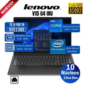 Laptop Lenovo V15 G4 IRU 15.6"  FHD TN, Core i7-13620H, 13va Gen, Ram 8GB, Ssd 512GB, Free Dos
