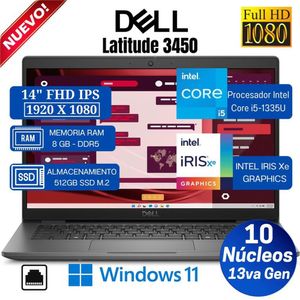 Laptop DELL Latitude  3450 14" FHD IPS, Core i5-1335U-13va Gen, Ram 8GB, 512 SSD, Win 11 Pro