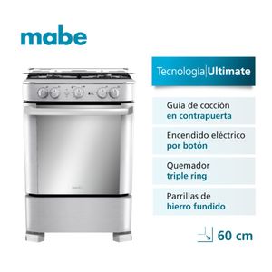 Cocina a gas Mabe CMP6060FX1 24" 4 hornillas Inox