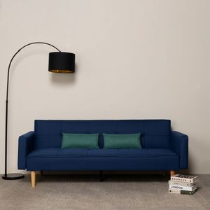 Sofa Cama Oslo Gris + 2 Cojines Color Azul