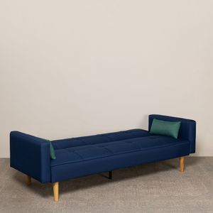 Sofa Cama Oslo Gris + 2 Cojines Color Azul