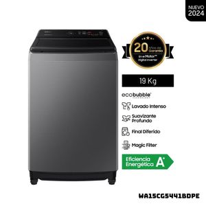 LAVADORA SAMSUNG ECOBUBBLE 15 KG CARGA SUPERIOR GRIS OSCURO WA15CG5441BDPE