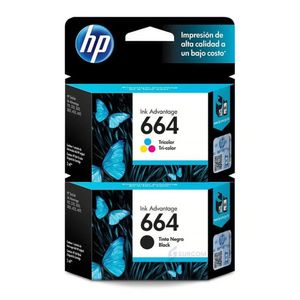 KIT DE CARTUCHO DE TINTA HP 664 NEGRO / COLOR ORIGINAL