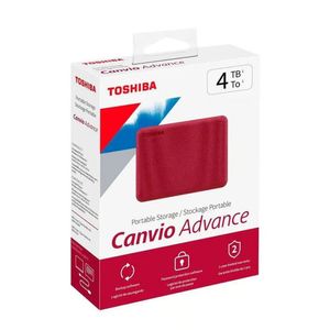Disco Duro Externo Toshiba Canvio Advance 4TB - Rojo - Portátil