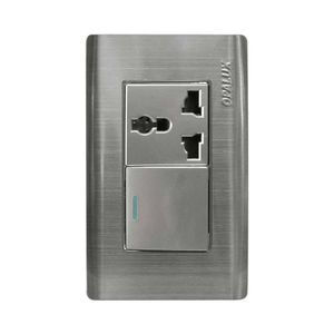 Interruptor + Tomacorriente Universal Metálico OP-SP39 OPALUX