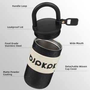 BJPKPK Vaso aislado con tapa, a prueba de fugas, diseño leopardo negro
