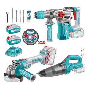 Combo Rotomartillo + Amoladora + Aspiradora Industrial Total TOSLI240785