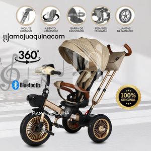 Triciclo Guiador 3 En 1 «GOLDEN II NEW COLLECTION» USB Beige