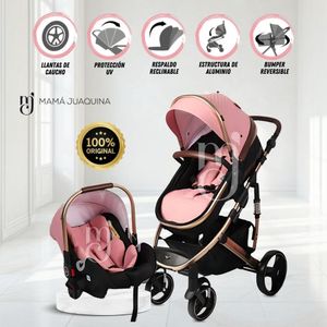 Coche Moisés Con Portabebé «MARQUILIA» Rosado