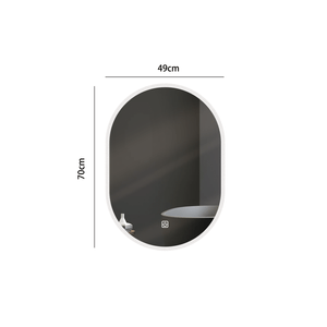 Espejo LED Orange Oval 49x70cm 4mm Luz en Marco Blanca