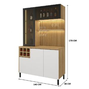 Mueble de Bar Moderno Brandy Color Blanco/Duna con Luces Led TU MESITA