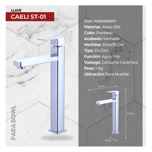 Llave P/Bowl Minimalista Caeli ST-01 Cromado - STONE