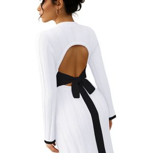 Vestido Mujer 463G-37 Hilo Tacto Amarrable En La Espalda Color Blanco