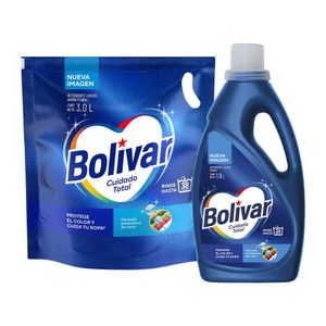 Pack Detergente Líquido BOLIVAR Cuidado Total 1.9L + Detergente Líquido BOLÍVAR Cuidado Total Doypack 3L
