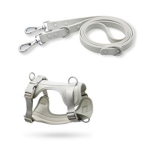 Correa y Pechera Ajustable Para Perros Gris - Talla S