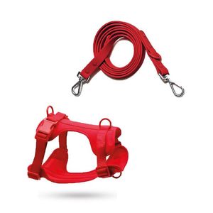 Correa y Pechera Ajustable Para Perros Rojo - Talla S