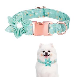 Collar Floral Para Mascotas Verde Claro - Talla L