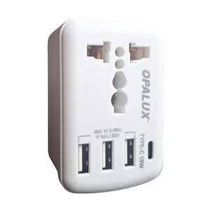 Adaptador Enchufe Multiple 3Usb Tipo A + Tipo C OPALUX OP-225A