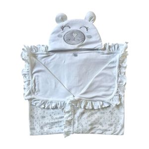 COLCHA BEBÉ ALGODÓN OSO CORONA