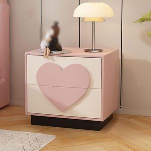 Velador Infantil Corazón 2 Cajones Rosado/Blanco TU MESITA