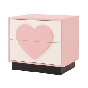 Velador Infantil Corazón 2 Cajones Rosado/Blanco TU MESITA