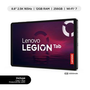 Tablet Lenovo Legion Tab 8.8" 256GB, 12GB ram, cámara principal 13MP, frontal 8MP, Snapdragon 8, 6550 mAh, Android 14 + Folio gris