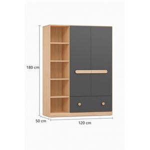 Armario Infantil Moderno con Estantes Jimmy Color Plomo/Panela TU MESITA