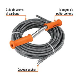 Desatorador Destapacaños 15 metros tipo barreno con manivela Truper 15150