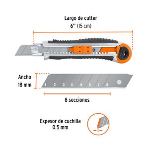 Cuchilla trabajo pesado 18 mm con alma metálica y grip, Expert Truper 16976