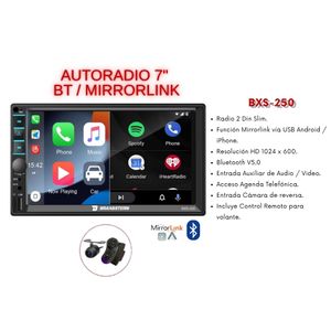 Autoradio Mirrorlink compatible con Android/iPhone BT USB AUX 7 Pulgadas HD BXS-250