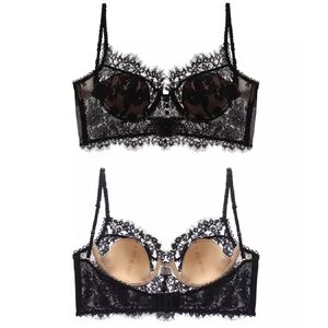 Ropa Interior Conjunto Sujetador Bralette Tanga Encaje Negro