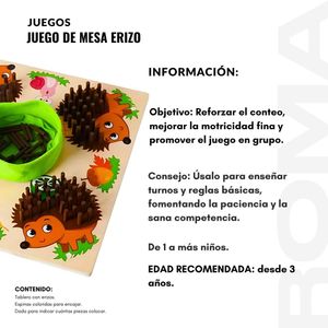 JUEGO DE MESA ERIZO - JUEGO DIDÁTICO