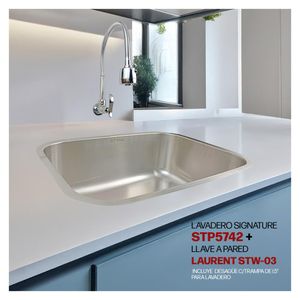 Combo De Lavadero Signature STP5742 + Desagüe C/Trampa De I.5"+ Llave Laurent STW-03 STONE