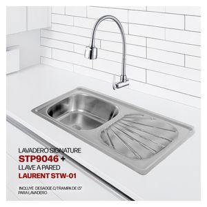 Combo De Lavadero Signature STP9046 + Desagüe C/Trampa De I.5"+ Llave Laurent STW-01 STONE