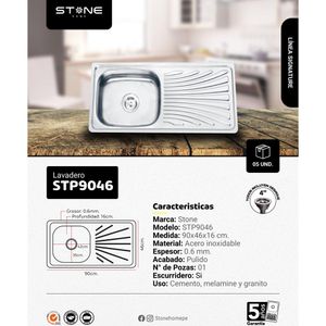 Combo De Lavadero Signature STP9046 + Desagüe C/Trampa De I.5"+ Llave Laurent STW-01 STONE