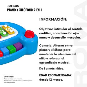 PIANO Y XILÓFONO 2 EN 1 - JUEGO DIDÁTICO